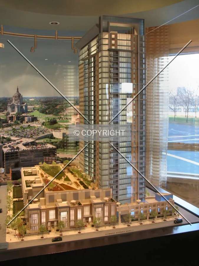 Model in Sales Center, Robert Street elevation