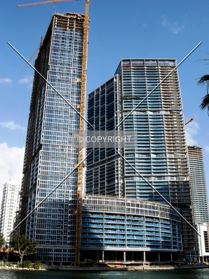 Looking up from the east along Brickell Key