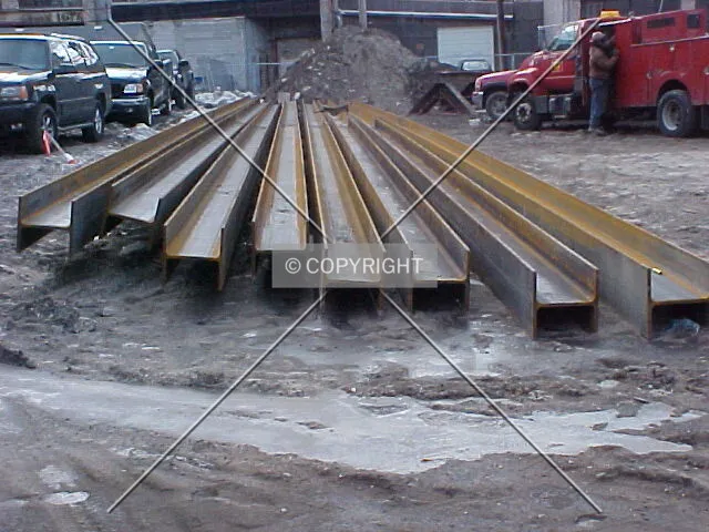 Piles that will be driven into the ground to support the tower