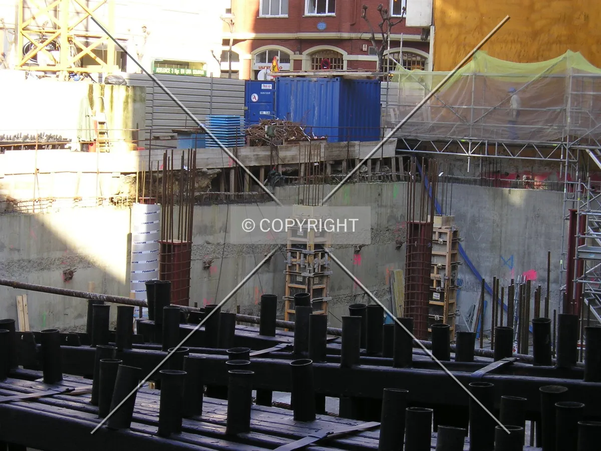 The building reaches street level