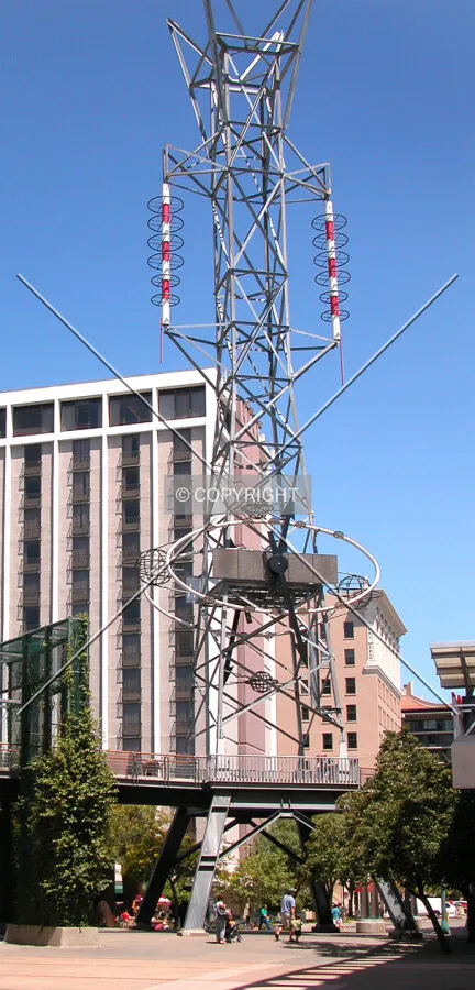 Unusual clock tower in the Downtown Plaza