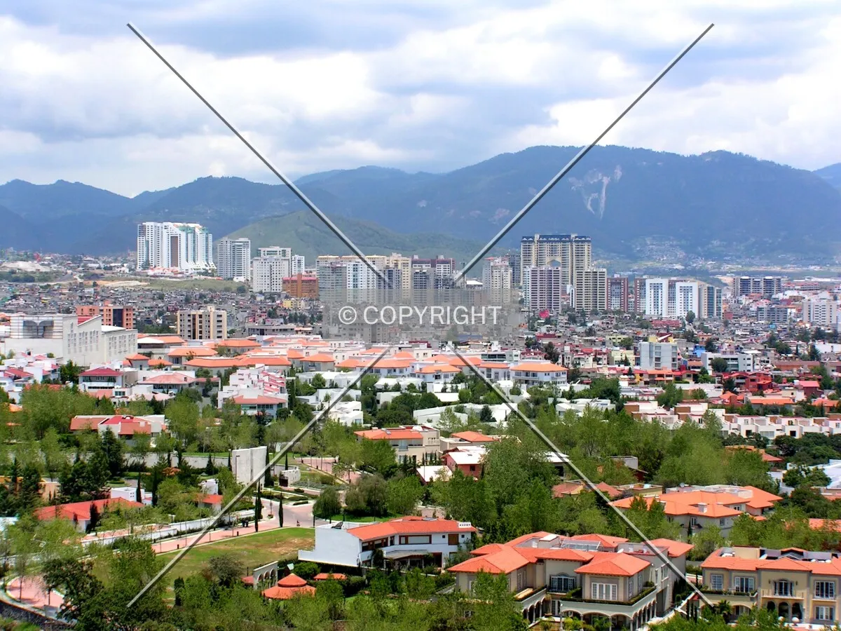 Interlomas skyline as seen from Bosques de las Lomas, to the southeast