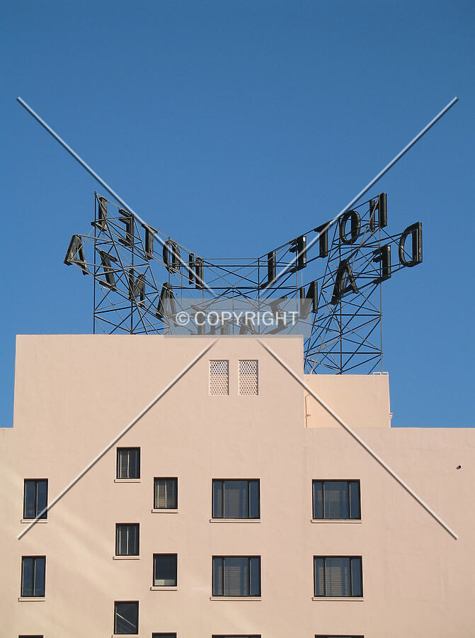 Top floors and back side of the sign viewed from the north