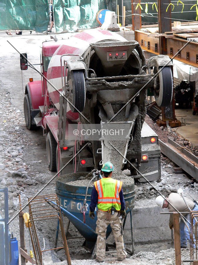 Loading a concrete bucket
