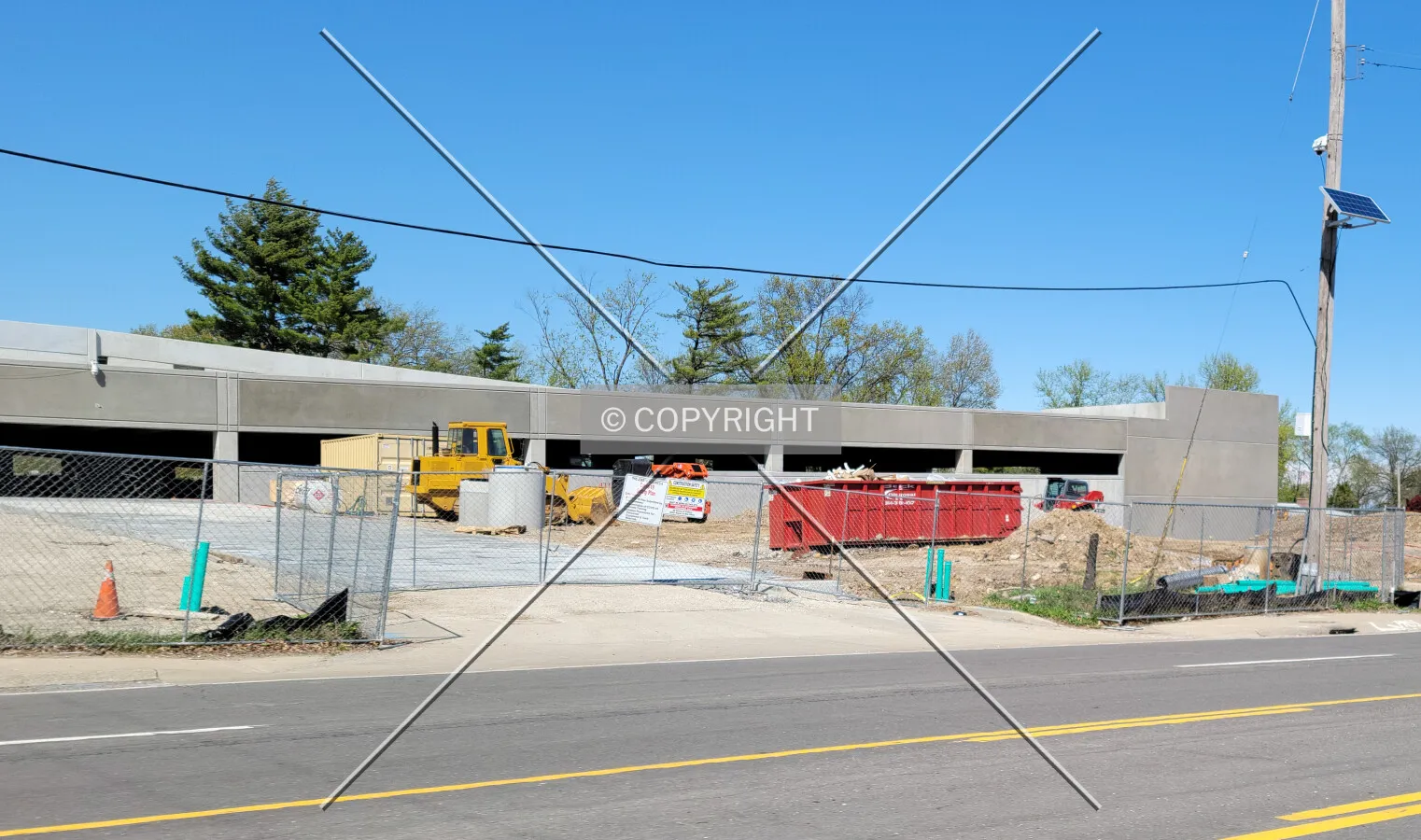 From the southwest during construction; April 11, 2021