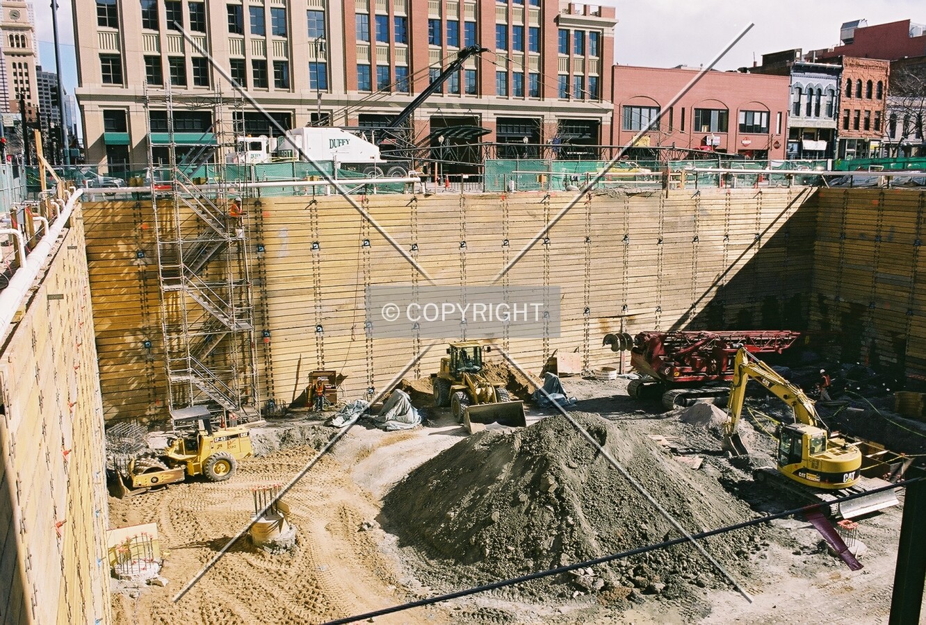 Foundation pit with some caissons visible
