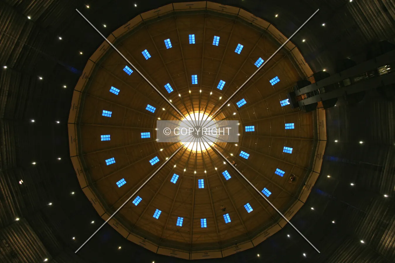 Looking straight up at the roof