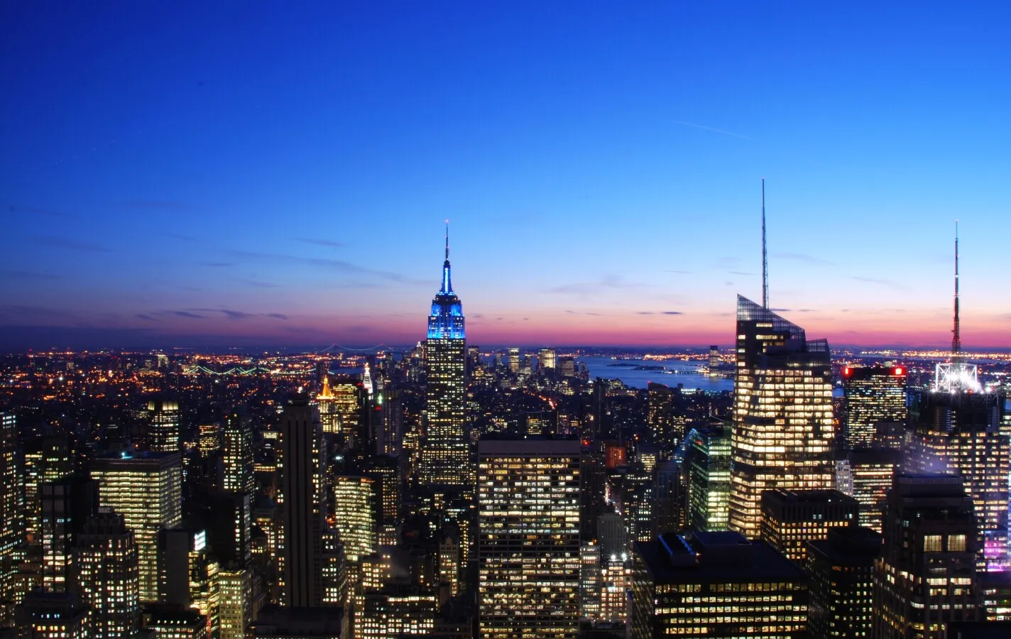 Early night view over midtown