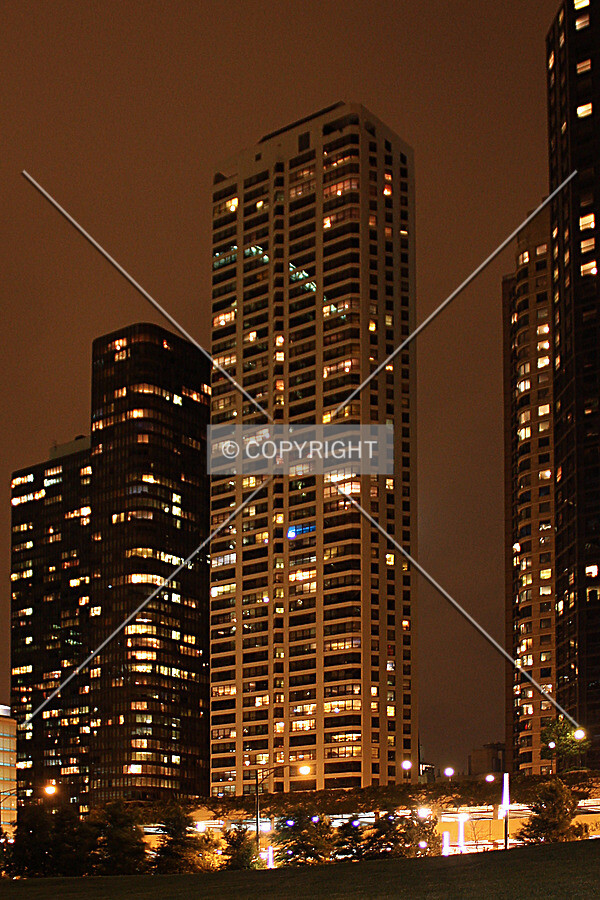 View from the southeast at night