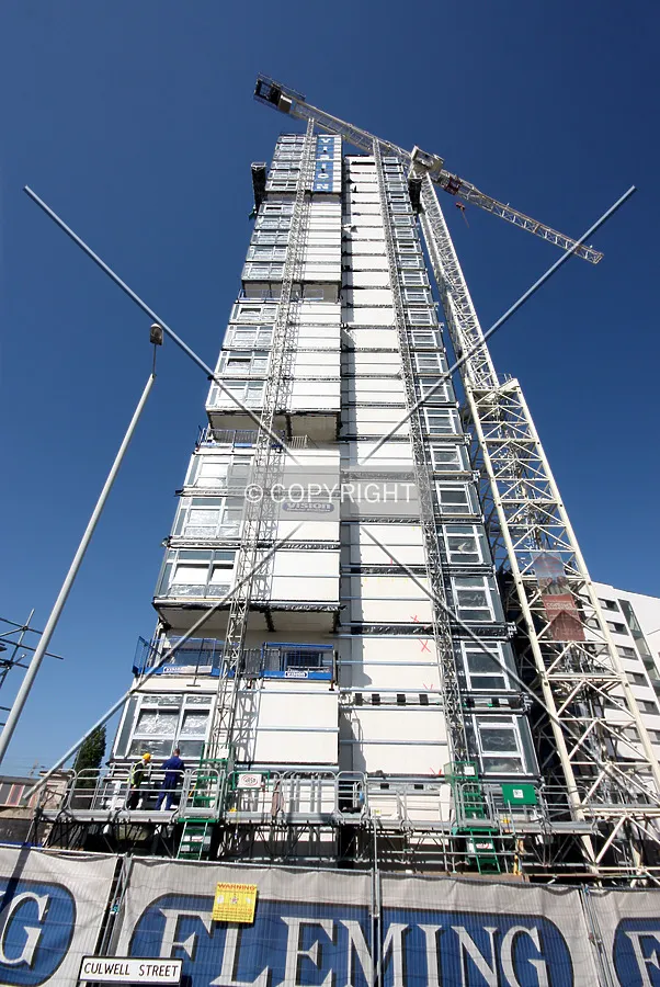 Looking up from the base