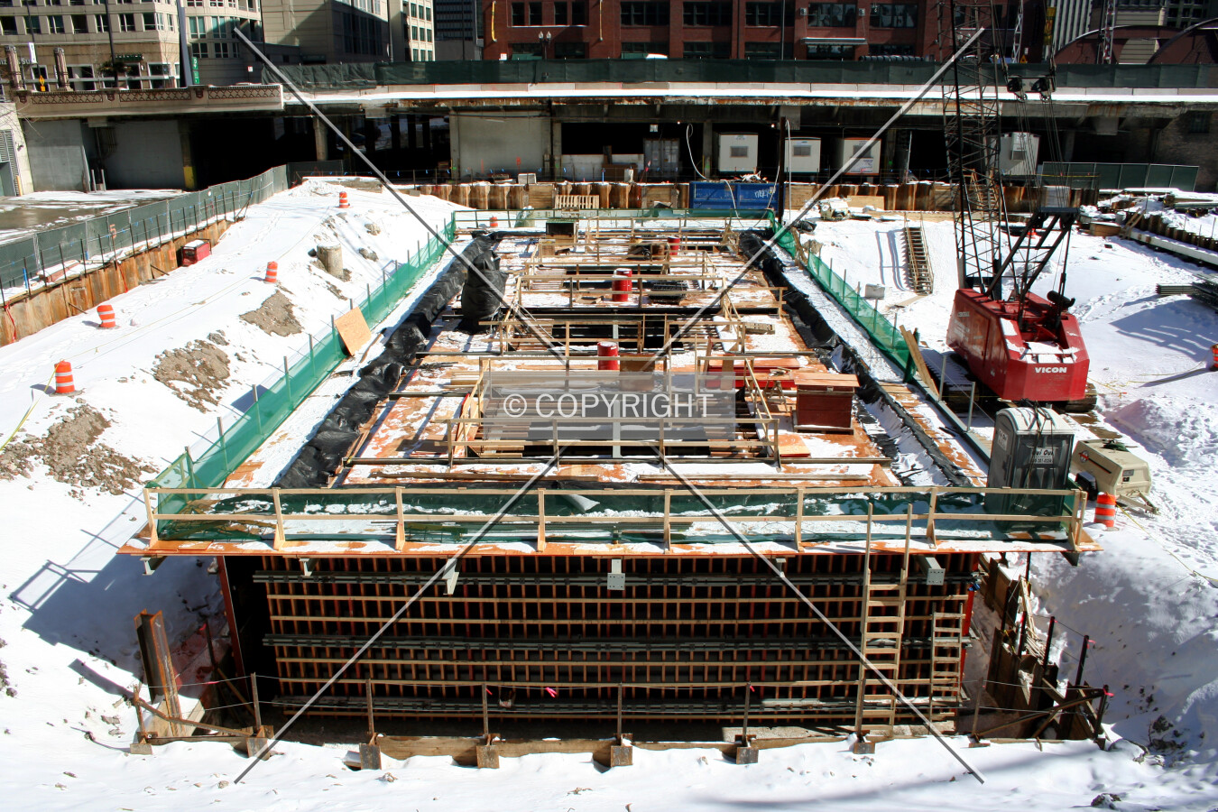 Looking east over the core