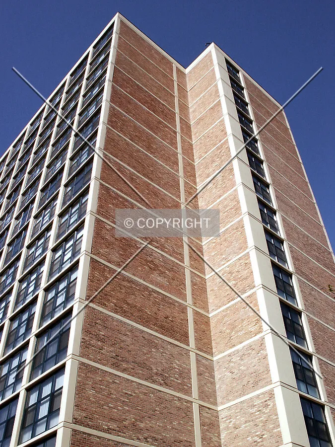 Looking up the southeast corner