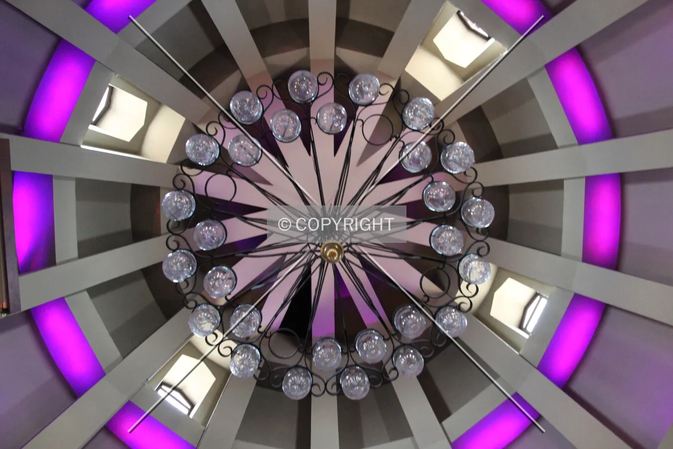 View of ceiling and chandelier on the 9th. floor