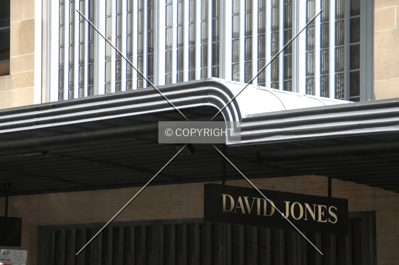 Detail on the awning at the Castlereagh Street entrance