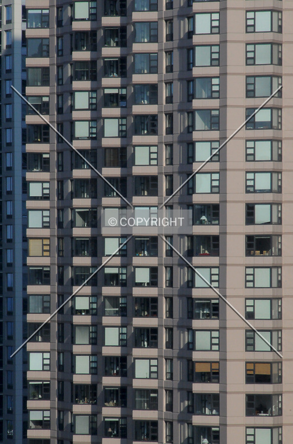 Midsection of the north facade viewed from the 15th floor of the Feinberg Pavilion