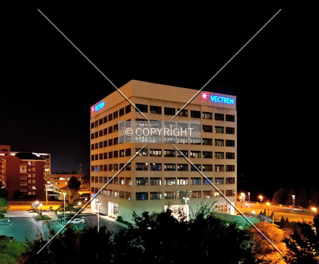 Night view from the north; September 28, 2019
