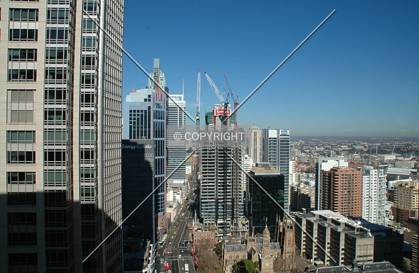 Aerial view over the southern CBD