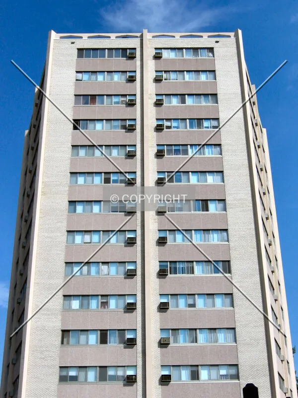 Looking up the west facade