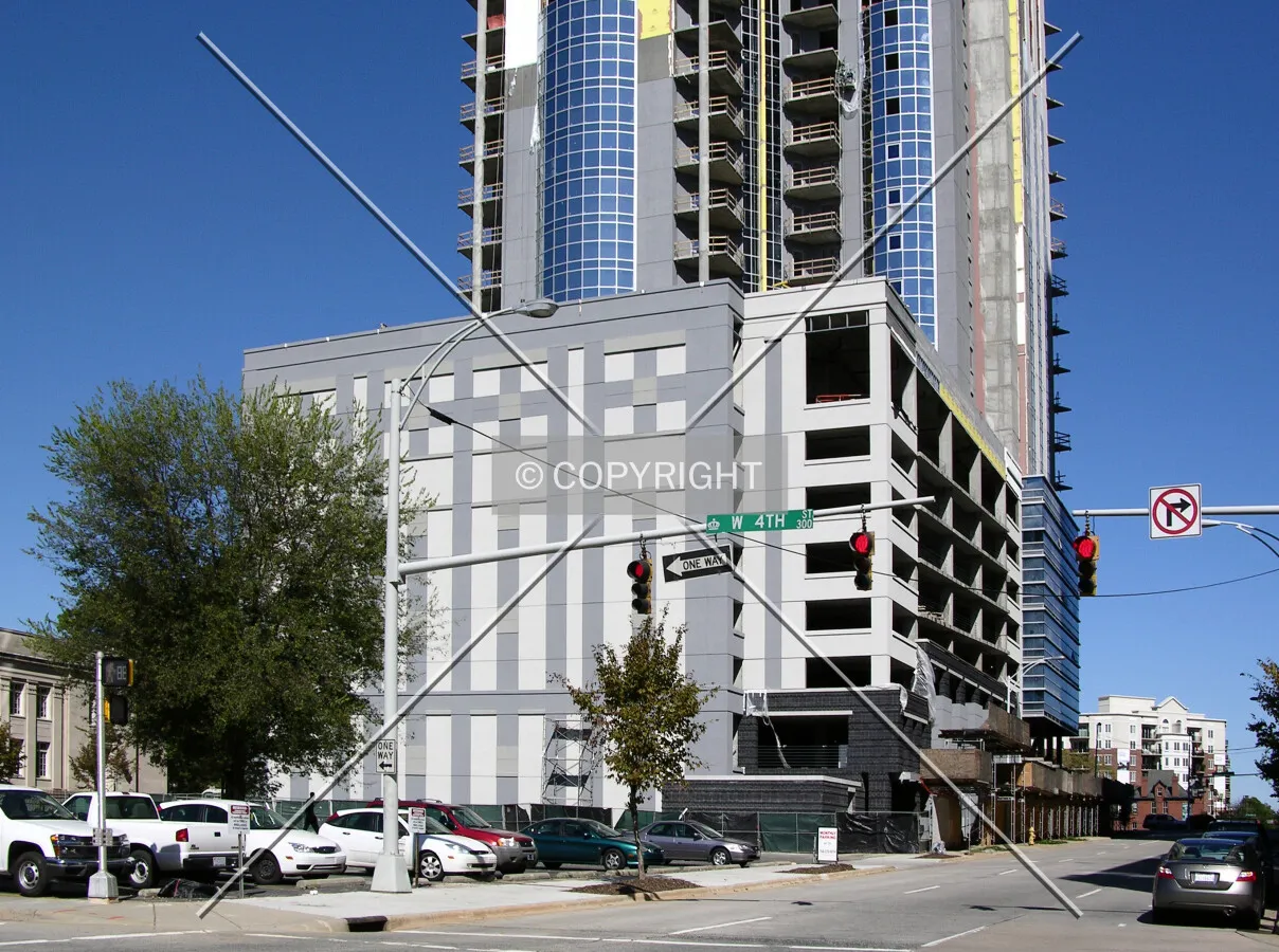 Base from the southeast along Poplar Street
