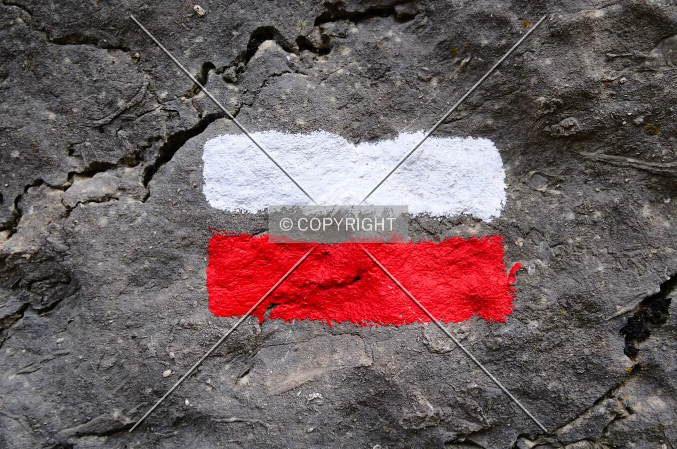Red Route mark on a rock