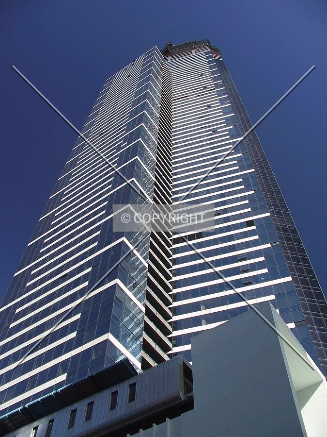 Looking up the east facade