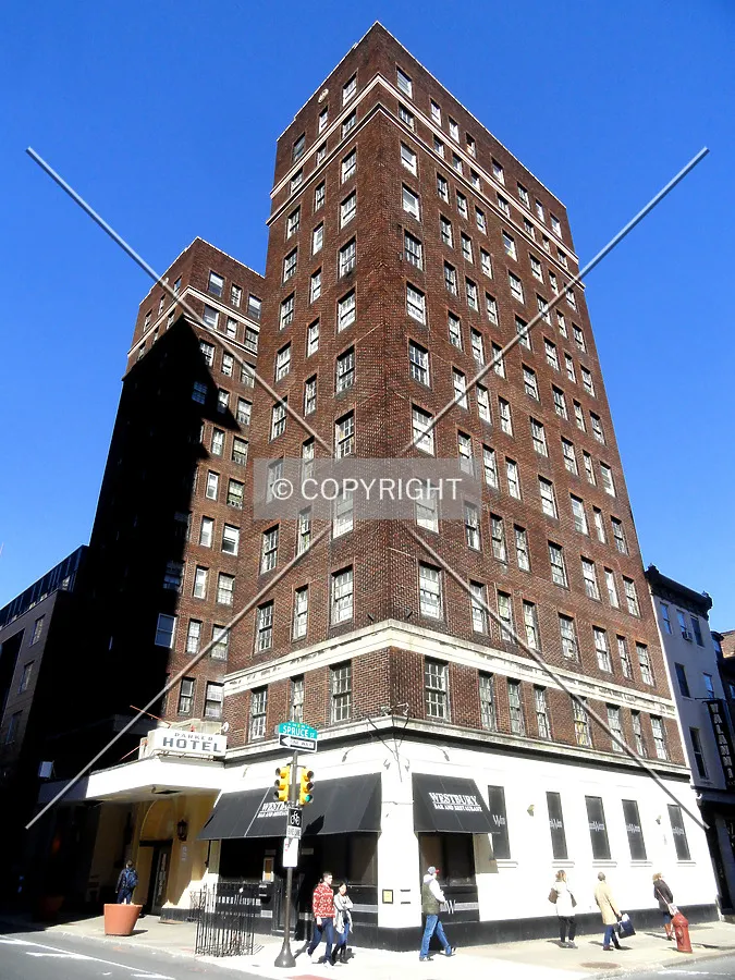 From across Spruce Street to the southwest