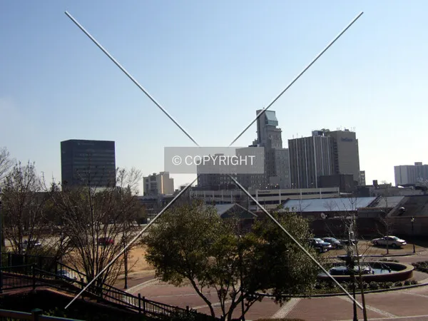 Looking southeast towards the skyline from the riverwalk