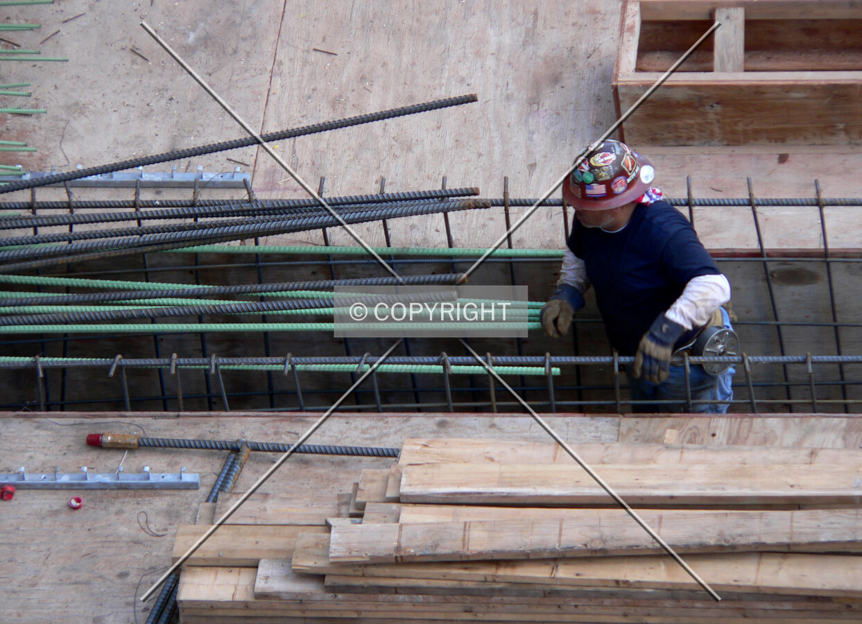 Installing rebar for a beam