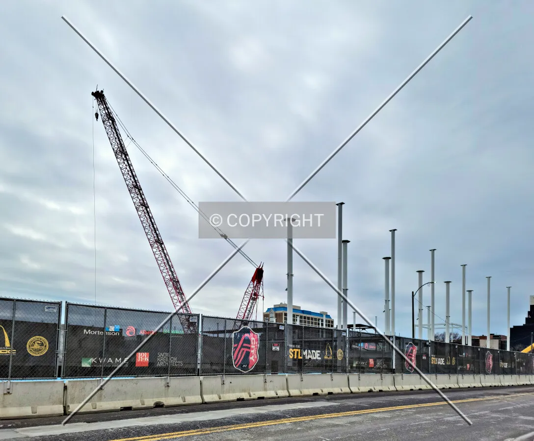 From the northeast during construction; March 13, 2021