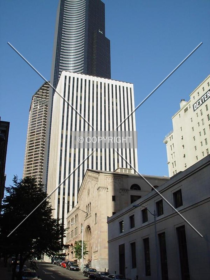 View with with BoA Tower rising from behind