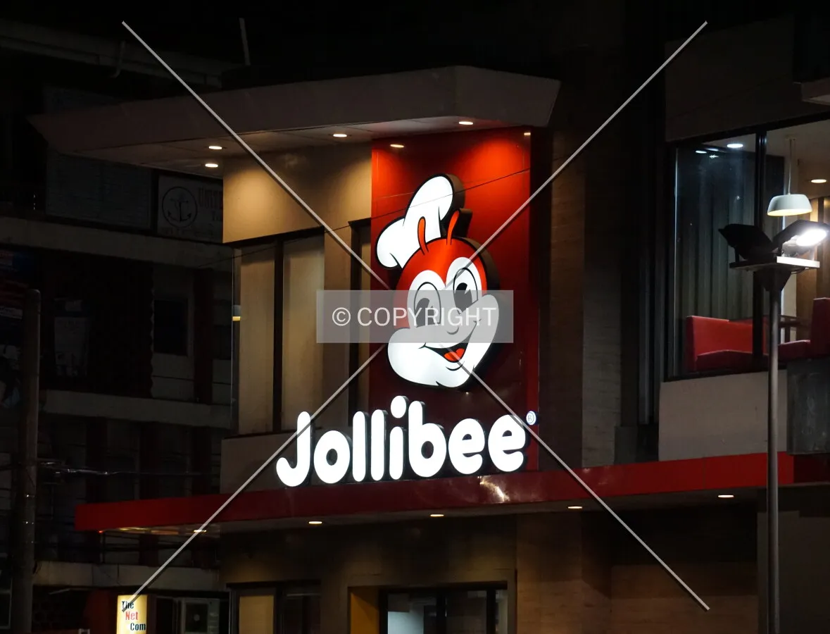 Jollibee sign at night; February 23, 2018
