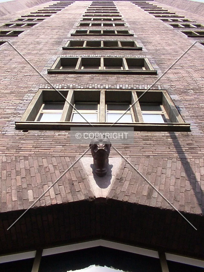 Looking up the front center
