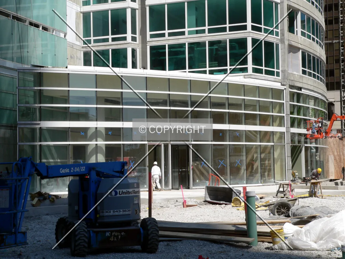 View of the curved lobby entrance