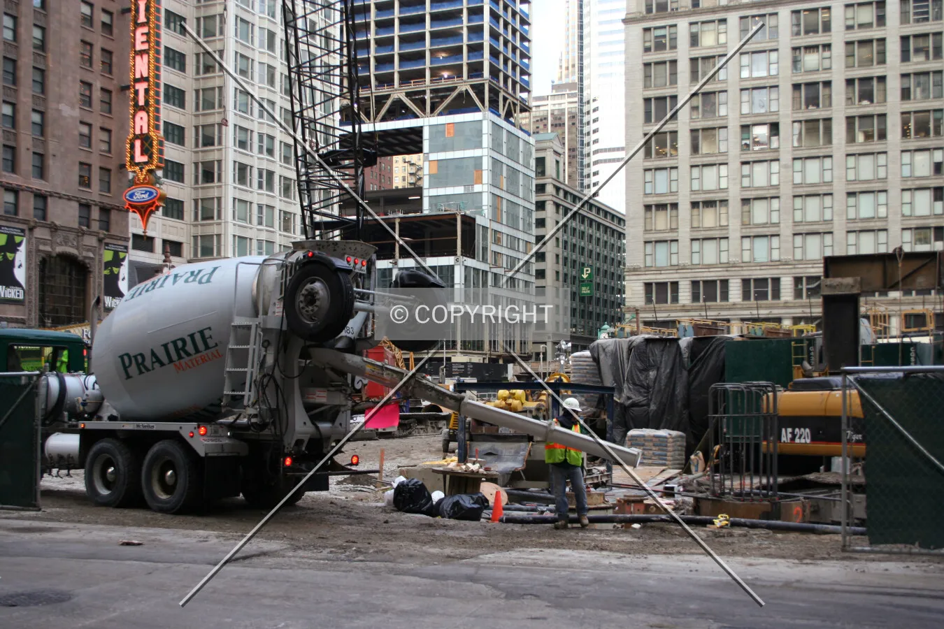 Concrete mixer preparing for a caisson pour