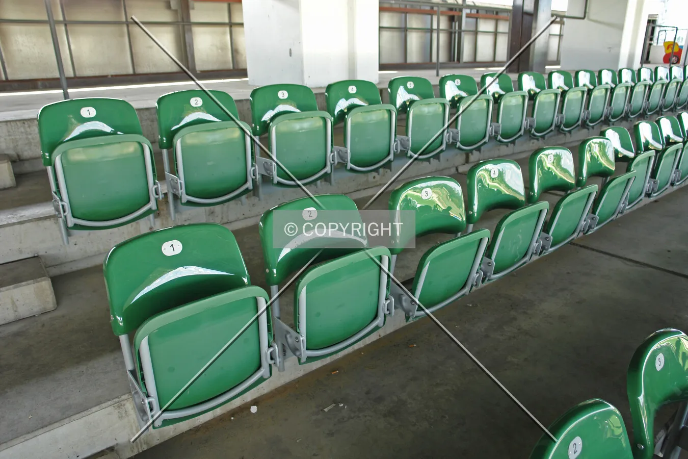 Numbered seats in a stadium