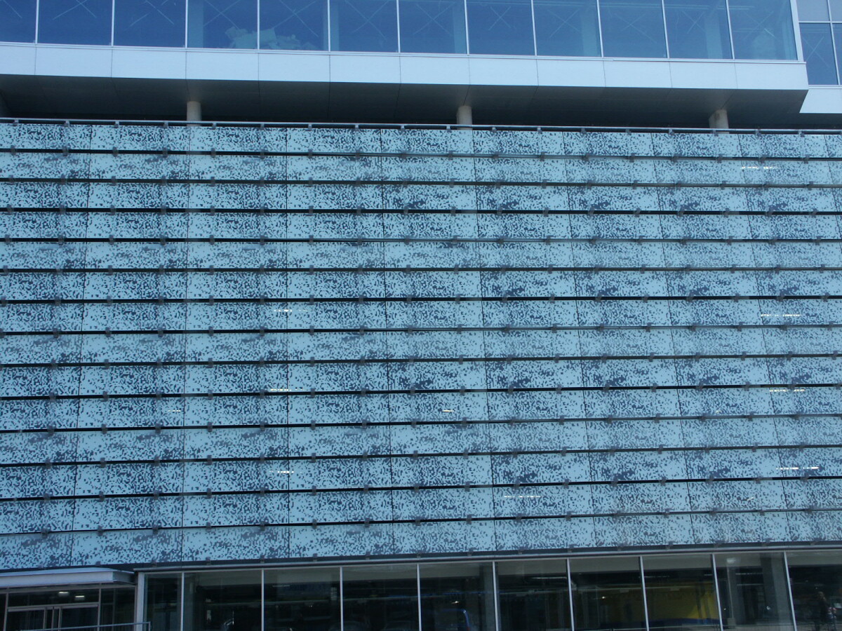 Glass facade on the podium