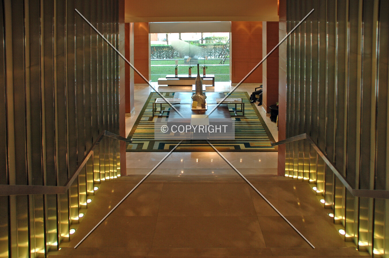 Stairs leading to reception area