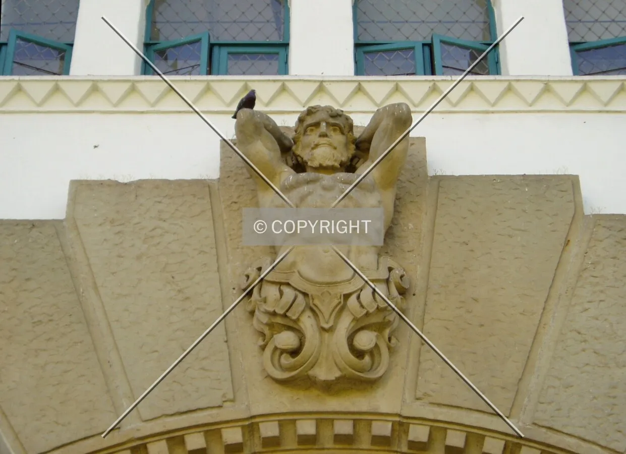 This half statue watches over the courtyard