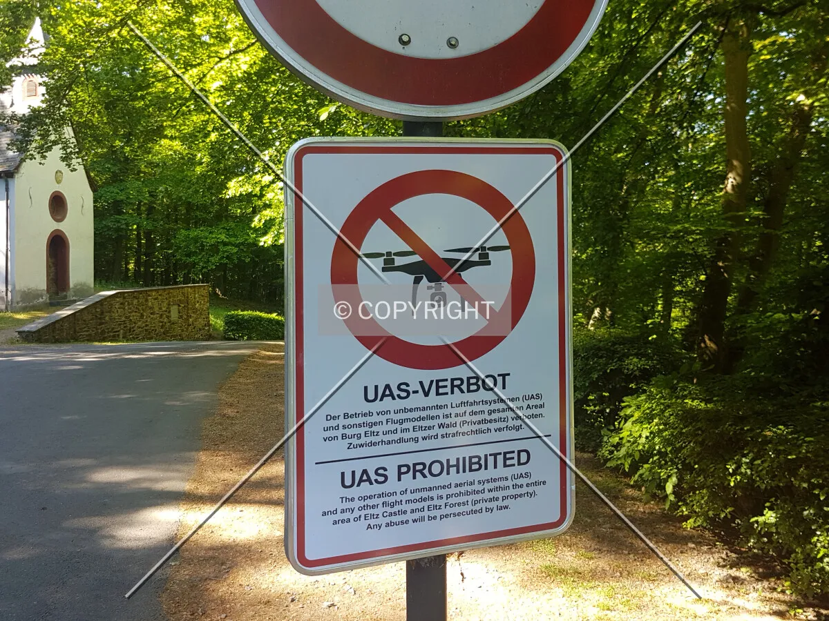 UAS prohibited - a sign indicating a no-fly-zone for drones