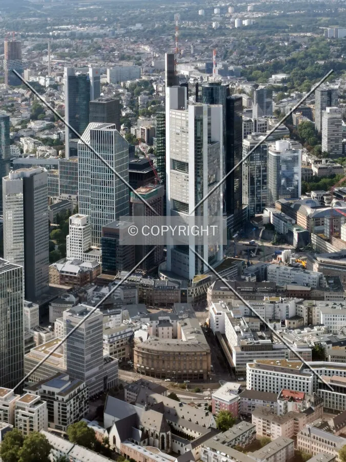 Flight with a helicopter over Frankfurt
