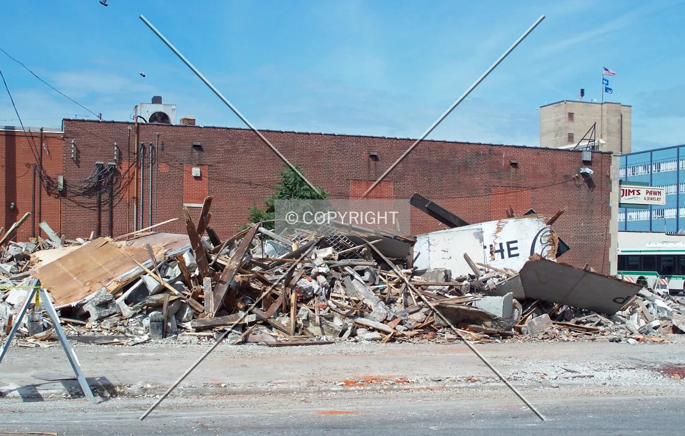 View of the building rubble west
