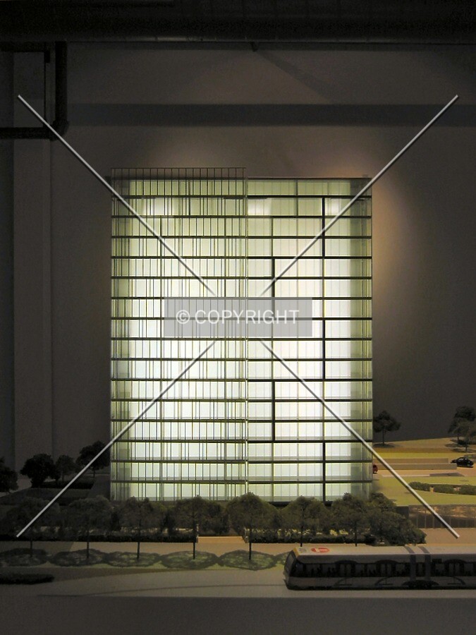 Full north elevation of model in Reflections Sales Office