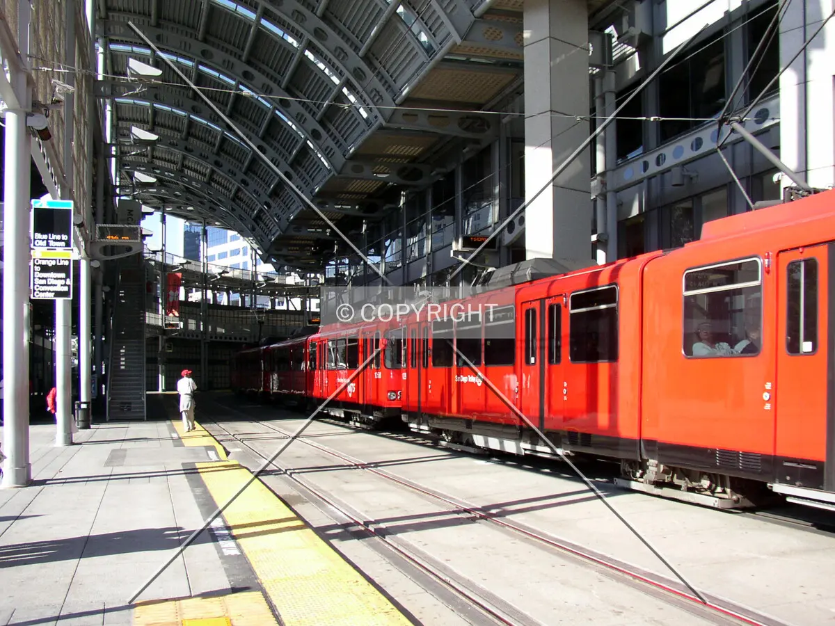 Trolley station at the northwest corner