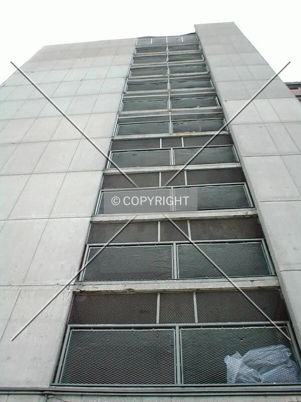 Low angle eastern elevation view as seen during demolition