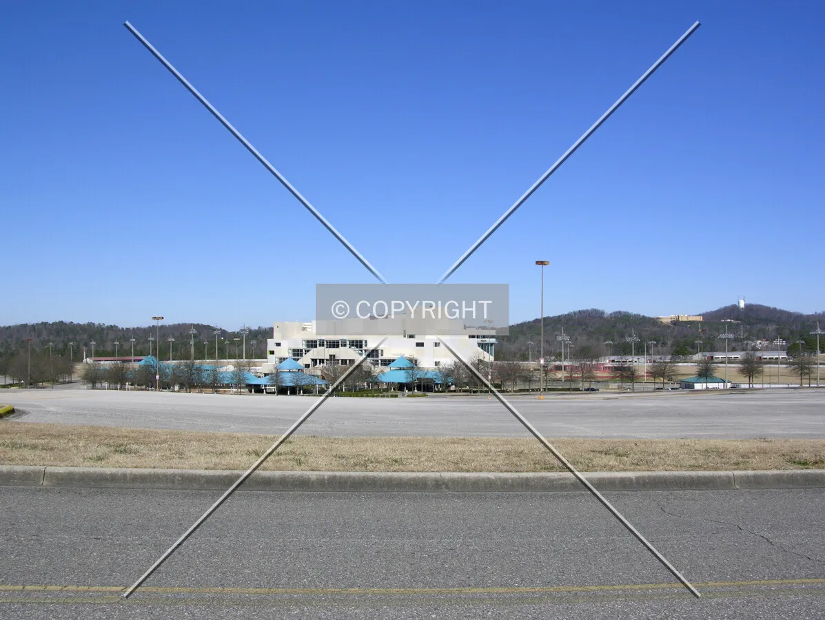 From the southeast in context with the track