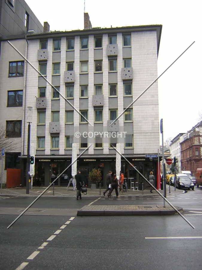 Front view; Zimmerweg on the right of the building