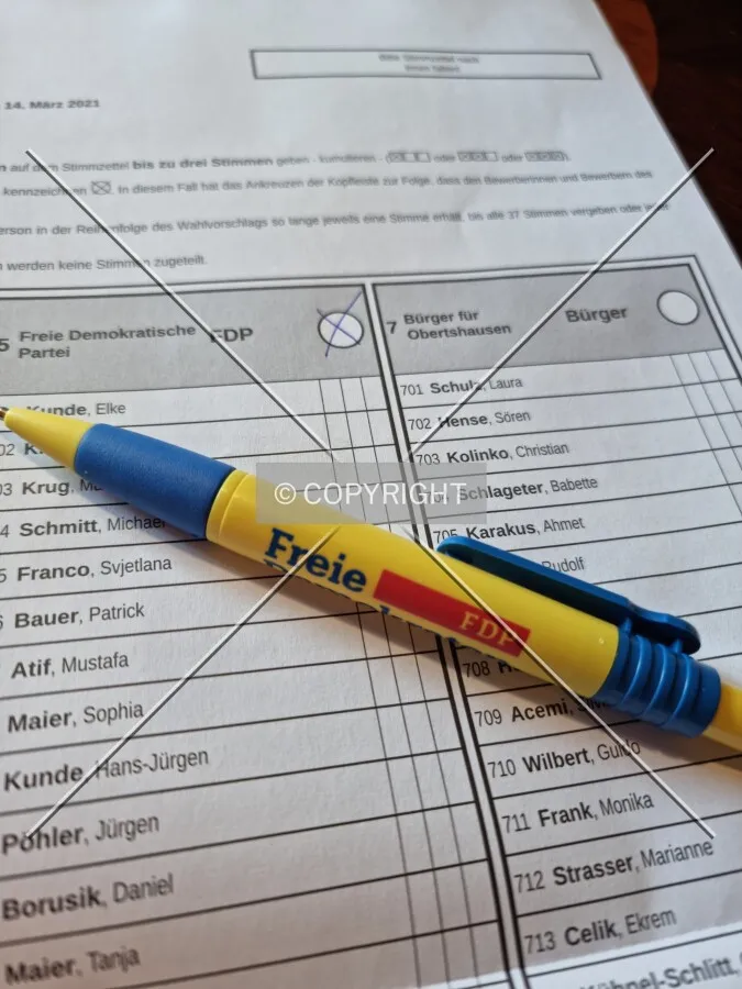 German local elections - a vote is given for a political party
