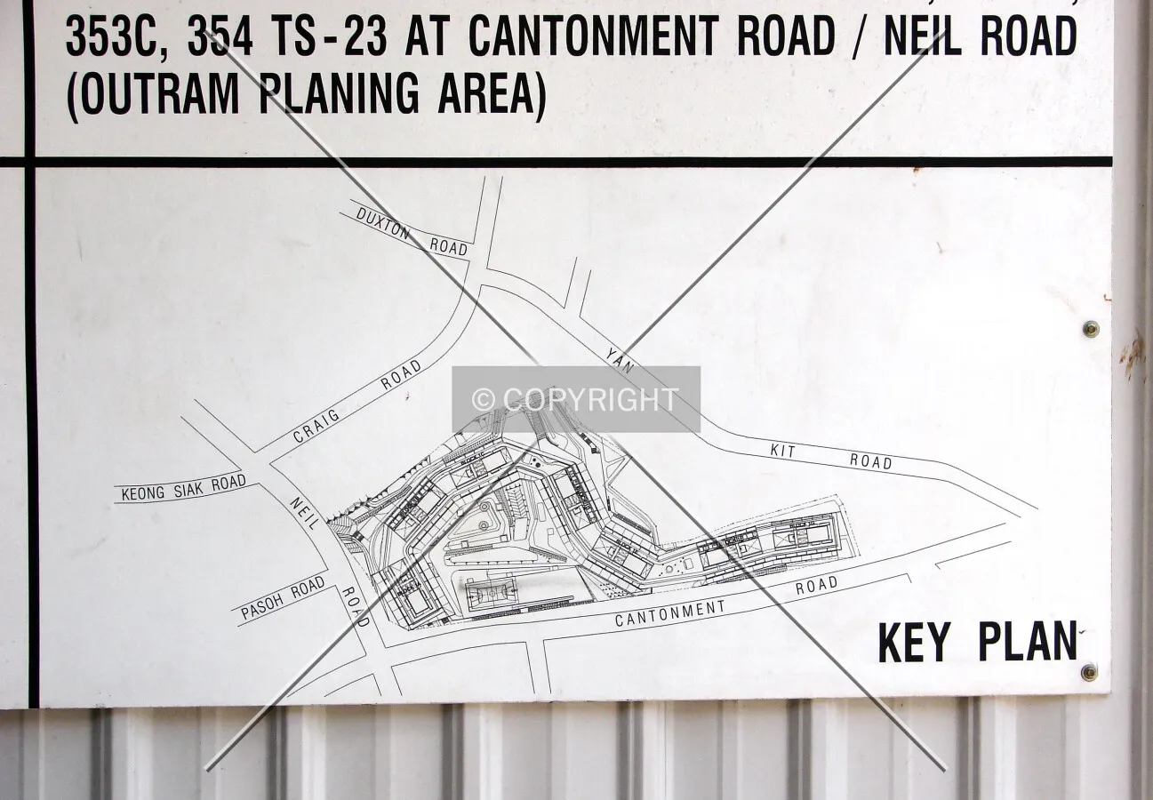 Key plan displayed on construction site fence