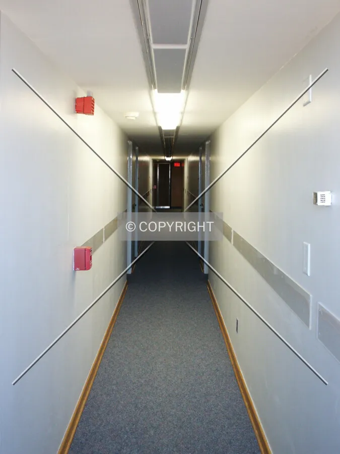 Looking west through the 15th floor corridor