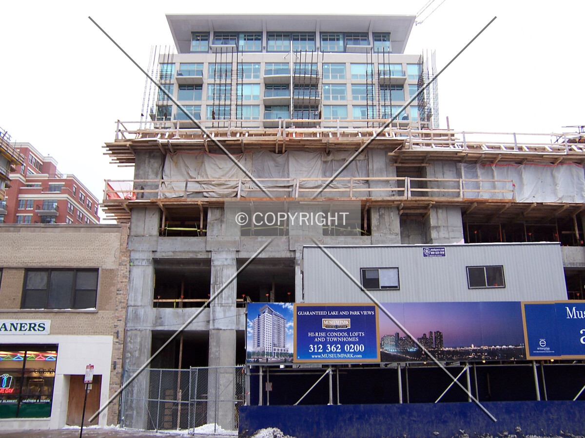 View from Michigan Avenue with Lofts at Museum Park I rising above in the background